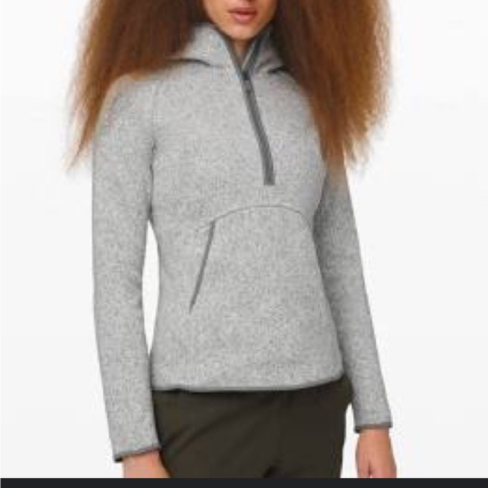 Lululemon women’s fleece and thank you size 8 gray hoodie pullover quarter zip